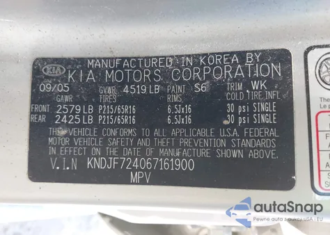 2006 Kia Sportage Lx из США, поврежденный, VIN KNDJF724067161900